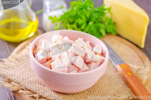 Image of ingredients for salad, chicken and cheese