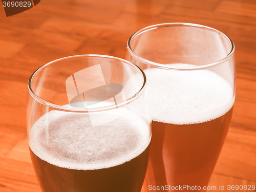 Image of Retro looking Two glasses of German beer