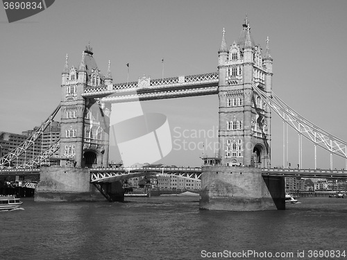 Image of Black and white Tower Bridge in London