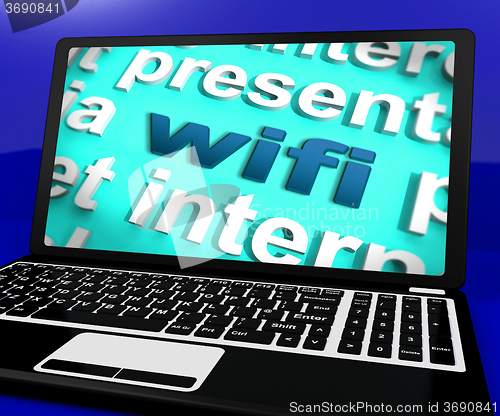 Image of Wifi Laptop Shows Internet Hotspot Wi-fi Access Or Connection