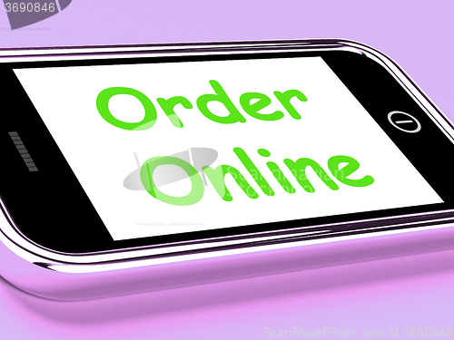 Image of Order Online On Phone Shows Buying In Web Stores