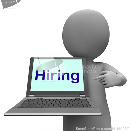 Image of Hiring Laptop Message Shows Web Hire Employment