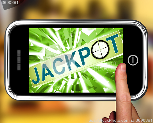 Image of Jackpot On Smartphone Showing Target Gambling