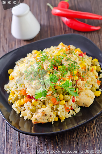 Image of rice with meat and vegetables