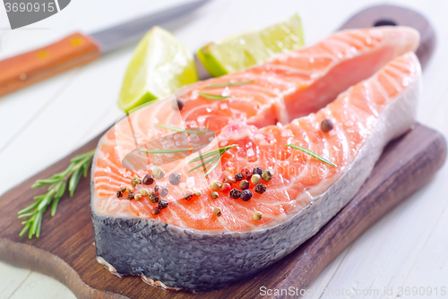 Image of raw salmon steak