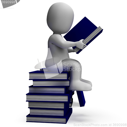 Image of Student Reading Books Showing Wisdom