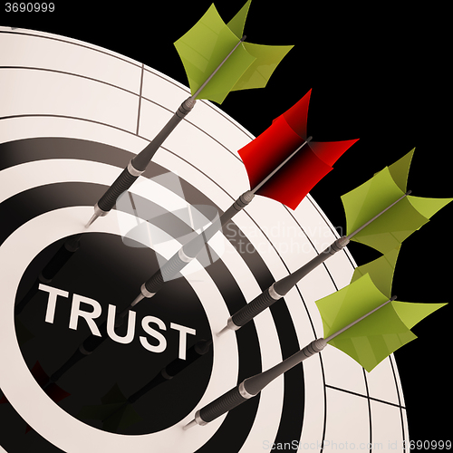 Image of Trust On Dartboard Showing Reliability And Reliance