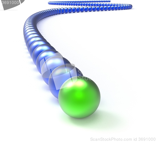 Image of Leading Metallic Balls In Chain Shows Leadership