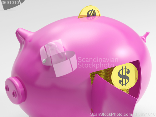 Image of Dollar In Piggy Shows Currency And Investment