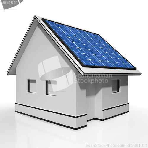 Image of House With Solar Panels Shows Sun Electricity