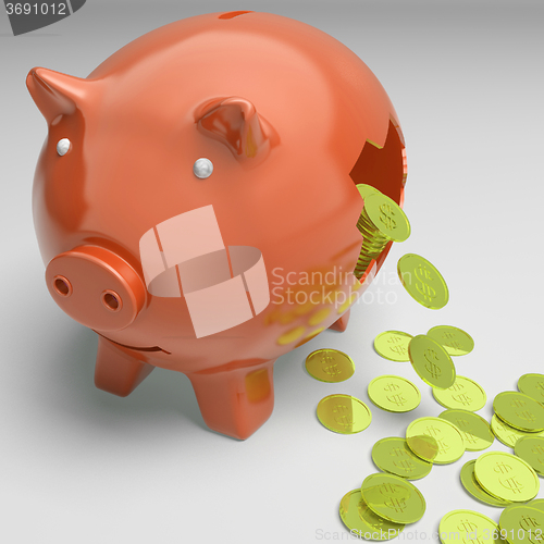 Image of Broken Piggybank Showing Wealthy Profits