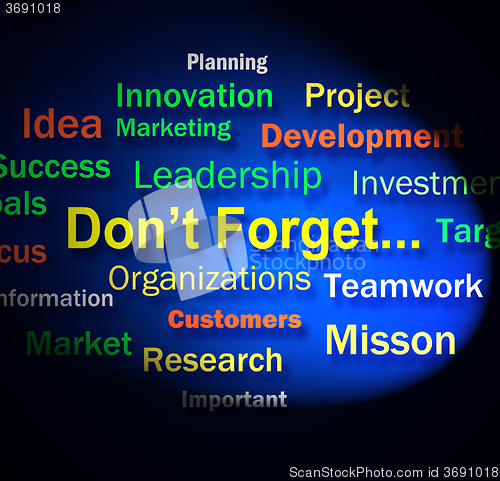 Image of Dont Forget Words Shows Remembering Business Components