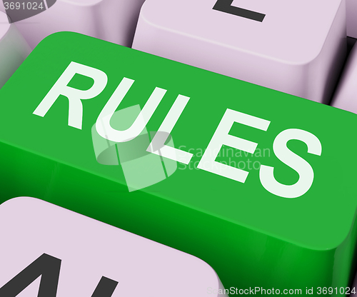 Image of Rules Keys Shows Guidance Policy Or Regulations