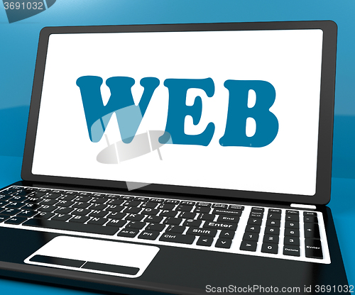 Image of Web On Laptop Shows Online Internet Www Or Net