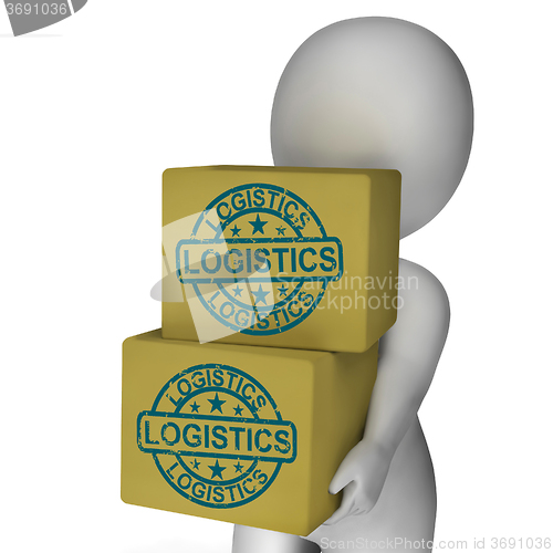 Image of Logistics Boxes Mean Packaging Transport And Delivery