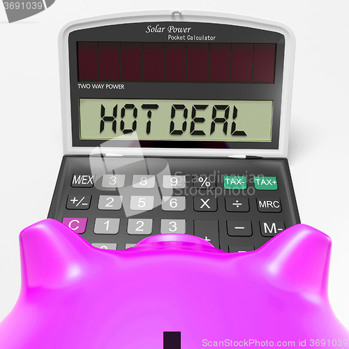 Image of Hot Deal Calculator Shows Bargain Or Promo