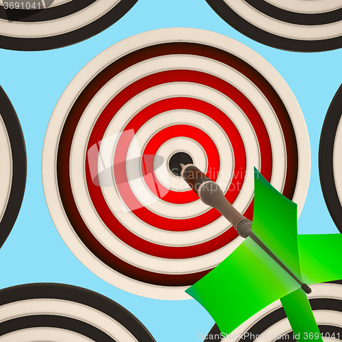 Image of Bulls eye Target Shows Focused Successful Aim