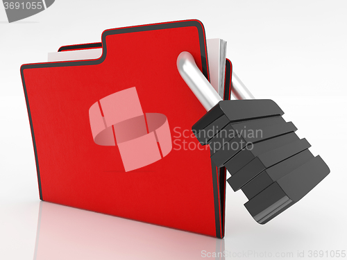 Image of File With Padlock Showing Security