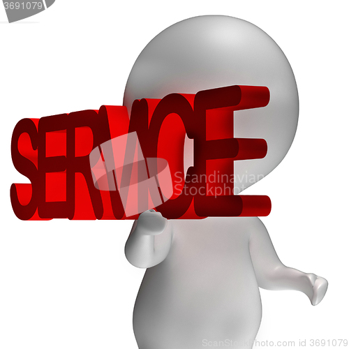 Image of Service Word Carried By 3d Character Shows Maintenance And Repai