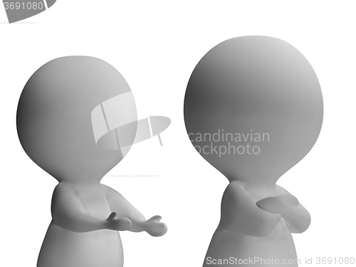 Image of Upset Unhappy 3d Character Shows Disagreement Between Couple 