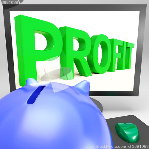 Image of Profit On Monitor Shows Successful Business