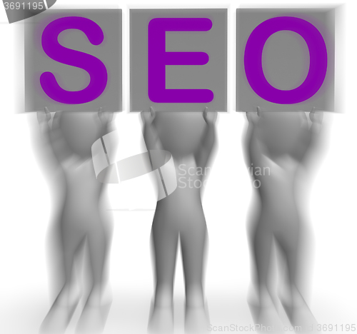 Image of SEO Placards Mean Optimized Web Search And Development