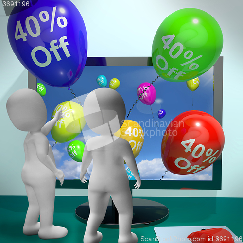 Image of Balloons From Computer Showing Sale Discount Of Forty Percent