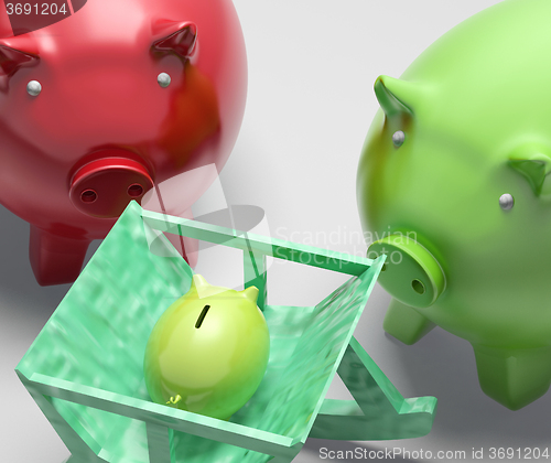 Image of Piggy Bank Family Shows Planning And Protection