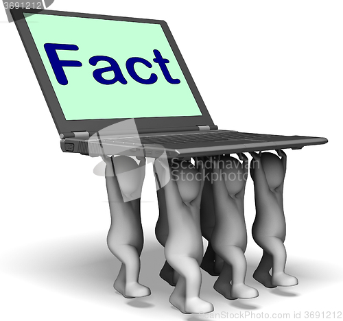 Image of Fact Characters Laptop Shows Truth Facts And Knowledge