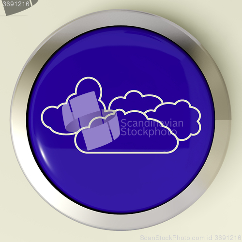 Image of Cloud Button Means Rain Rainy Weather