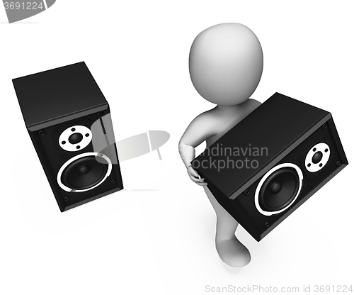Image of Loudspeakers Character Shows Loud Speakers Music Disco Or Party
