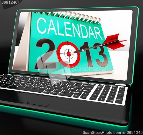 Image of Calendar 2013 On Laptop Shows Online Predictions