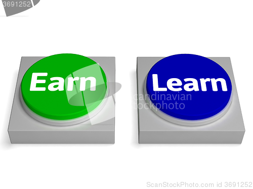 Image of Earn Learn Buttons Shows Earning Or Learning