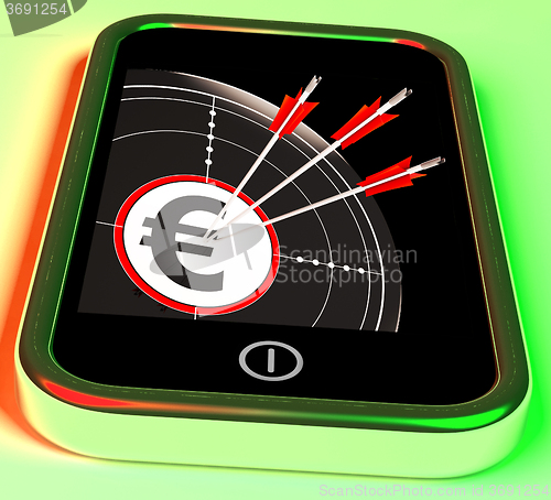 Image of Euro Symbol On Smartphone Showing European Profits