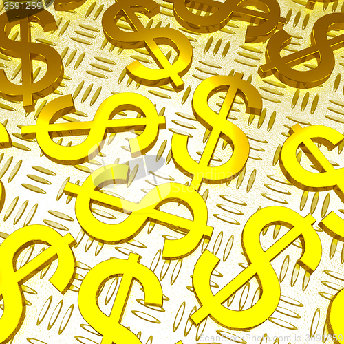 Image of Dollar Symbols Over The Floor Showing American Prosperity
