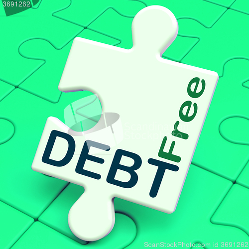 Image of Debt Free Puzzle Means Financial Freedom And No Liability