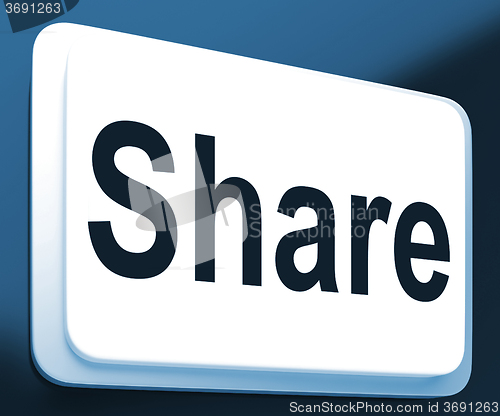 Image of Share Button Shows Sharing Webpage Or Picture Online