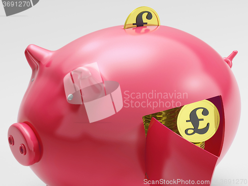 Image of Pound In Piggy Shows Currency And Investment