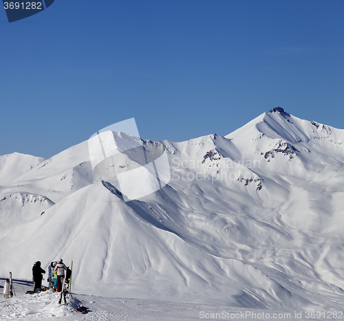 Image of Top of ski slope at nice sun day