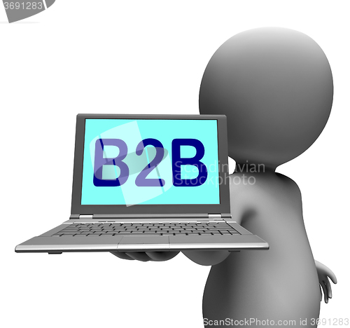 Image of B2b Laptop Character Shows Business Trading And Commerce Online