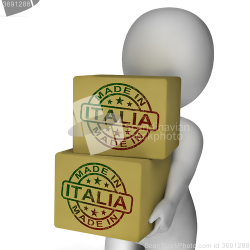 Image of Made In Italia Stamp On Boxes Shows Italian Products