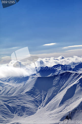 Image of Winter Caucasus Mountains in evening