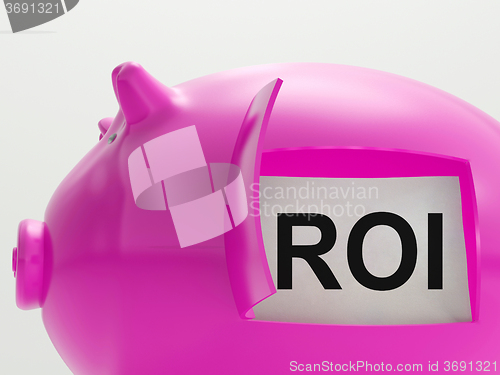 Image of ROI Piggy Bank Shows Return On Investment