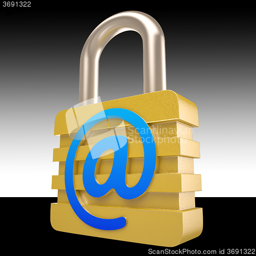 Image of At Sign Padlock Shows Private Mail Secured