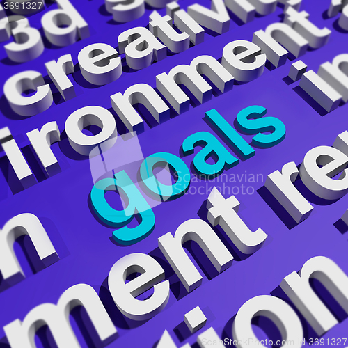 Image of Goals In Word Cloud Shows Aims Objectives Or Aspirations