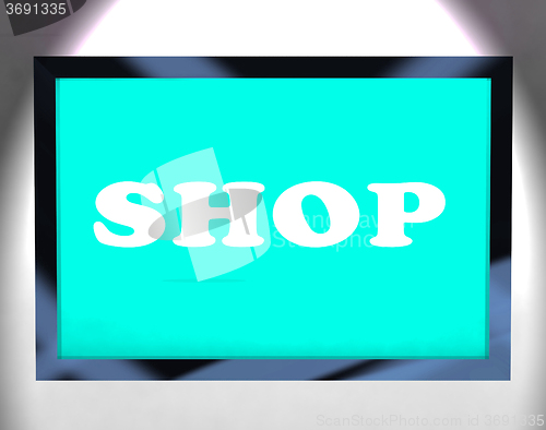 Image of Shop Screen Shows Buying From Store Online