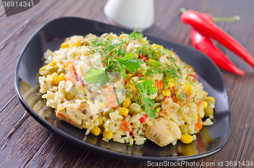 Image of rice with meat and vegetables