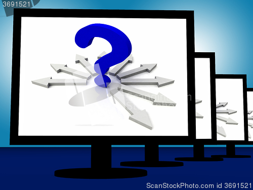 Image of Question Mark On Monitors Showing Enquiries