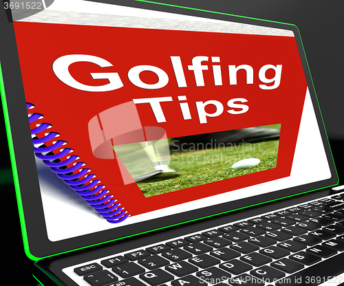 Image of Golfing Tips On Laptop Shows Golfing Advices