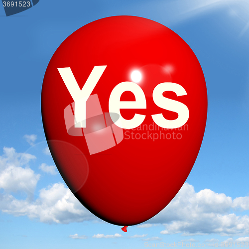 Image of Yes Balloon Means Affirmative Approval and Certainty